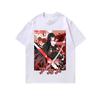 Camiseta de manga corta con estampado de anime japonés, resistente, lavada, holgada, de gran tamaño, para hombre y mujer, de marca de moda
