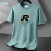 Camiseta Masculina de Manga Curta Solta Transfronteiriça Verão Moda Tendência Fina Respirável Roupa Masculina Camisa Básica Camiseta