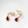 Pingente de gota d'água em ouro 14k com zircônia de diamante colorido incrustado e conta rosa para pulseira de cristal DIY acessórios de joias com contas