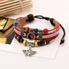 Pulsera Sencilla y Creativa Nueva de Cuero con Cuentas, Pulsera Artística Retro, Pulsera de Cuero