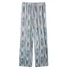 Calça de Cintura Alta Wide Leg Tie-Dye Feminina Verão Fina Solta Drapê Pequeno Seda de Gelo Preta Reta Casual Calça Protetora Solar