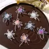 Aretes DIY de moda coreana de lujo ligero con cuentas de cristal iridiscente y flor degradada, broche para mujer, clip lateral para zapato