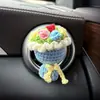 Aromatizador de Ar para Carro com Buquê de Flores, Clipe de Perfume para Carro, Flor Eterna, Rosa de Crochê com Fio, Enfeite de Decoração para Carro