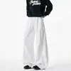 Pantalones de chándal plisados de pierna curva estilo americano, pantalones casuales de retazos deconstruidos para hombre de otoño, pantalones deportivos holgados de pierna ancha para hombre