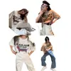 [En Stock] Camiseta de Manga Corta con Estampado de Letras VC para Mujer, Nuevo Diseño de Verano, Top Único Holgado para Mujer