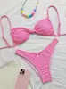 Bikini de Dos Piezas con Estampado de Cuadros Divididos y Diseño de Tirantes, Estilo Ins Europeo y Americano, Venta Caliente Transfronteriza de Amazon
