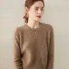 Moda Otoño e Invierno Versátil Suéter de Cachemira para Mujer Cuello Redondo de Cachemira Suéter Grueso Holgado de Punto Cachemir Suéter Básico de Punto