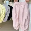 Pantalones para Niñas 2026 Verano Nueva Moda Pantalones Cargo Infantiles para Niños Mayores, Largos Casuales Sueltos Versátiles de Moda