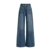 26 Jeans Nuevos de Moda para Mujer Sueltos Adelgazantes Pierna Ancha Americanos Doble Botón Lavados Desgastados Largo Hasta el Suelo Soporte Dropshipping