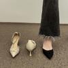 Sandalias Estilo Tweed para Ropa Exterior de Mujer 2025 Nuevo Verano Baotou Huecas Tacón de Aguja Chica Francesa Tacones Altos Tacones de Aguja