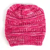 Gorro de lana para mujer con cola de caballo tejido color Hilo variado Otoño e invierno Europeo y Americano explosiones gorro pullover multicolor sin logo CC