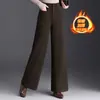 Calça Pantalona Elástica com Flocagem Feminina 2026 Outono/Inverno Nova Cintura Alta Emagrecedora Estilo Mom Elegante Versátil Casual