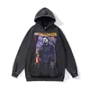 Sudadera con capucha Lavada Desgastada Estilo Europeo y Americano High Street Hip-Hop Oversize Holgada Peso Pesado 480g Chaqueta Retro Americana