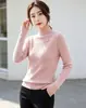 Suéter de dos piezas de lana gruesa hilada en núcleo de cuello alto para mujer, nuevo y elegante top de punto ajustado para mujer