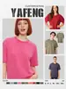 Camiseta de Algodão Puro 300g Tingida com Cera Lavada, Cor Sólida, Manga Curta Solta Casual de Verão, Pesada Respirável Atacado