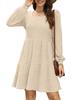 Amazon Europeia e Americana 2025 Vestido de Outono Feminino Gola Quadrada Manga Longa Casual Babydoll Vestido Suéter