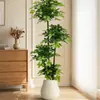 Simulação de plantas verdes, árvores felizes, ornamentos de árvore da sorte para sala de estar interna, árvores artificiais, plantas biônicas, plantas em vasos para paisagismo de janelas grandes