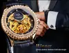 Nuevo Ganador Estilo Europeo y Americano Moda Masculina Hueco Retro Reloj de Cinturón con Pedrería Reloj Mecánico Automático