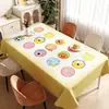 Toalha de Mesa Desenho Animado, Sem Lavagem, Impermeável, À Prova de Óleo, Resistente ao Calor, Estilo Dopamina Creme, Toalha de Mesa Retangular, Protetor de Mesa, Chá