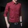 Camisa Blanca para Hombre, Manga Larga, Corte Delgado, Antiplanchado, Ropa Formal de Trabajo, Traje de Hombre, Camisa para Padrino, Camisa de Boda