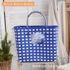 Bolsa Tejida de Plástico para la Celebración del Internet Tailandés 2025 Bolso de Mano Cesta con Bolsa Tejida Color de Contraste Cuadros Bolso de Playa de Nicho para Vacaciones