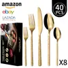 Amazon Padrão Pedra Conjunto de 20/30/40 Peças Hotel Transfronteiriço Casa Aço Inoxidável Talheres Ocidentais Faca, Garfo e Colher para Steak
