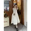[Zíper Inferior] Novo Vestido Branco Sem Mangas para Pausa para o Chá Feminino Coreano Vestido Colete com Visual Pequeno e Slim