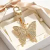 Chaveiro Borboleta de Cristal Colorido Europeu e Americano Liga de Metal Criativa Diamante Pingente para Bolsa de Mulher Anel de Chaveiro Presente