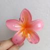 Presilha de Cabelo Flor de Frangipani para Mulheres, Presilha de Tubarão Floral, Acessório Estilo Férias na Praia, Pente de Cabelo, Ornamento de Cabelo, Presilha de Cabelo
