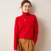 Suéter de cashmere com gola alta para mulheres, cashmere de cabra liso, de manga comprida, moderno e versátil, em branco e verde claro