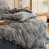 Conjunto de Quatro Peças em Fio de Algodão Dupla Camada Classe A Estilo Vintage Maillard Lençol de Cama 100% Algodão Colcha e Capa de Edredom Roupa de Cama Jardim de Monet