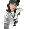 Camiseta retro de manga larga estilo coreano para mujer, atuendo de principios de otoño, estampado de salchicha, top casual blanco versátil de corte holgado que disimula la figura