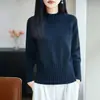 Suéter de punto trenzado 100% algodón estilo francés con cuello semi alto para mujer, nuevo modelo 2026, jersey grueso, capa base cálida