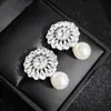 Brincos Exquisitos de Girassol com Zircônia, Brincos de Nicho de Alta Qualidade com Senso de Design, Populares no Xiaohongshu, Estilo Exagerado E6479