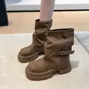 Botas Dr. Martens negras para mujer, botas de moda, nuevas botas de cuero otoño 2026, botas con plataforma, botas para pantorrilla que aumentan la altura, botines de suela gruesa para mujer