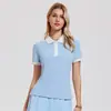 Camiseta Polo Deportiva de Manga Corta para Mujer, Estilo Nuevo Transfronterizo, Casual, Transpirable, con Cuello Polo, para Golf, Entrenamiento al Aire Libre, Tenis