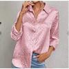 Roupas femininas europeias e americanas 2024 outono estação independente transfronteiriça Amazon manga longa lapela flor estampada em 3D camisa estampa de leopardo