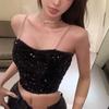Camisola Estilo Francês Pura Sexy Brilhante Lantejoula Bonita Sem Alças Moda Verão Spice Girls Cintura Apertada Top Emagrecedor