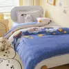 Funda de edredón de vellón de leche para jardín de infantes infantil, pieza única de invierno, con felpa adicional, sábana para cama de niña de franela de coral