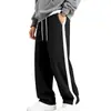 Pantalones deportivos casuales para hombre de otoño e invierno, de Amazon, independientes, de peso pesado, forrados de polar, con diseño de rayas, corte recto, talla grande, con cordón, pants para hombre