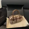 Bolso de Cuadros Estilo Western de Aspecto Elegante para Mujer 2025 Nueva Moda Bolso Cruzado Estilo Coreano Bolso de Bowling Portátil