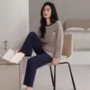 Pijama de Algodão Puro Manga Longa Plus Size para Mulheres 2026 Novo Estilo Confortável Todo Algodão Simples Roupa de Casa Conjunto Casual