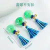 Colgante de Borla Estilo Chino Oro Antiguo Incrustado Jade Cristal Agujero Pasante Cuentas Espaciadoras Pulsera de Gota de Aceite DIY Collar de Cuentas