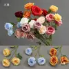 Flores de Rosa Crema de 3 Cabezas Decoración de Fondo de Boda Flores de Bordillo Materiales para Arreglos Florales Boda Estilo Europeo Flores de Seda Flores Artificiales