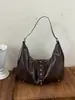 Bolsa de mão retrô de alta qualidade transfronteiriça, bolsa de bolinho da moda, grande capacidade, para garota de moto de alta qualidade, casual, versátil, de ombro único, sob o braço