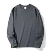 Camiseta de manga longa para outono e inverno 500G, algodão Xinjiang de peso pesado, branco puro, moletom gola redonda com costura dupla, unissex