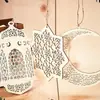 Artesanías de Madera Transfronterizas Linternas Decorativas Festivas Más Vendidas Adornos Colgantes de Estrella y Luna Decoraciones DIY Colgantes de Rodajas de Madera