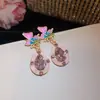 Jardim de Monet~Óleo Drip Strass Redondo Borboleta Gota d'Água Quadrado Pingente Colar Brincos Luxo Leve Toque de Alto Padrão Acessórios