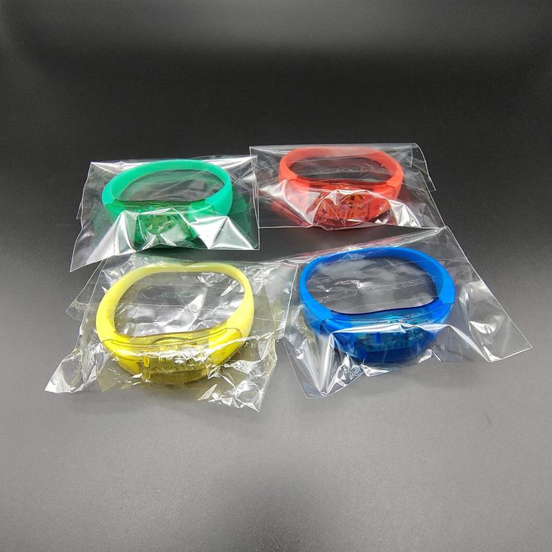 led声控手环 硅胶发光手环 震动感应按键ABS闪光手镯活动道具批发