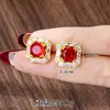 Collar de Zirconia de Diseño Lujoso para Mujer, Anillo Cuadrado Geométrico de Oro de Arena Vietnamita, Juego de Pendientes, Joyería Duradera
